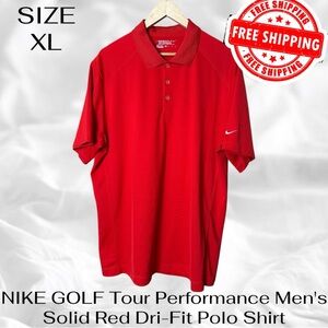 NIKE GOLF Tour Performance Men's XL Solid Red Dri-Fit Polo Shirt FREE SHIPPING